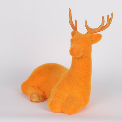 Christmas 11"X6"X9.75"H Sitting Deer Décor - Orange