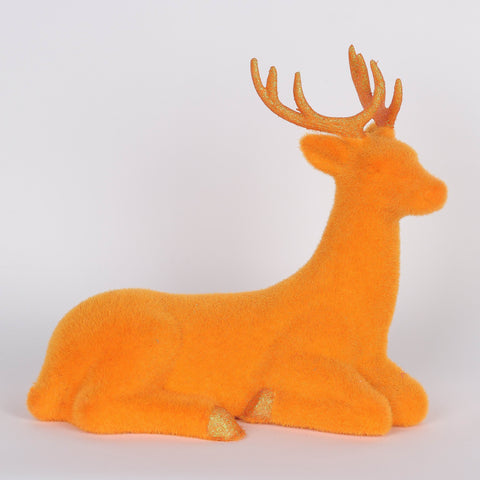 Christmas 11"X6"X9.75"H  Sitting Deer Décor - Orange