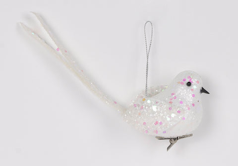 7.125 X 2.15 X 2.375"H White Bird Clip Ornament