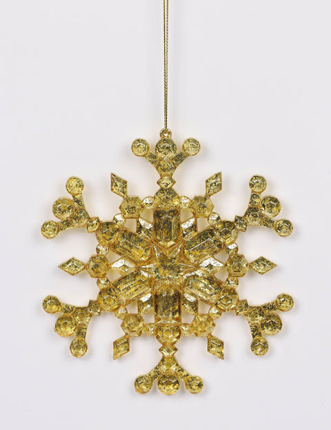 5"H Plastic Mercury Gold Snowflake Ornament