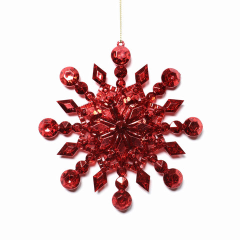 4.875"H Plastic Mercury Red Snowflake Ornament