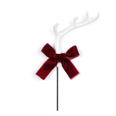 CHRISTMAS MT23 10IN ANTLER PICK 1 PDQA - WHITE ANTLER W/RED BOW