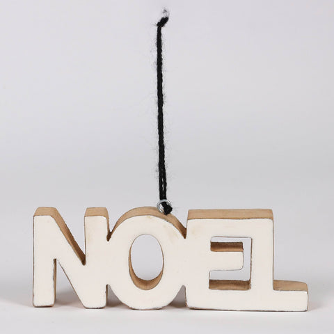2.25"H Christmas Noel Table Décor-White