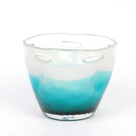 DÉCOR DE TASSE EN VERRE BLEU-BLANC 6.875''X5.5''