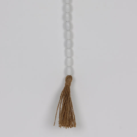 28.0*0.375‘’White Beaded With . Beads And Tassels