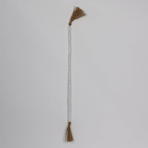 28.0*0.375‘’White Beaded With . Beads And Tassels