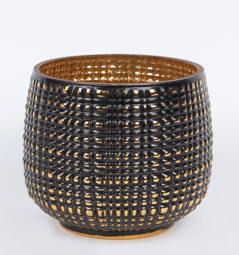 5.25''X4.5'' Black/Gold Container Décor
