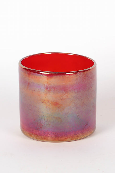 4 X 4 X 4"H Red Glass Candle Holder