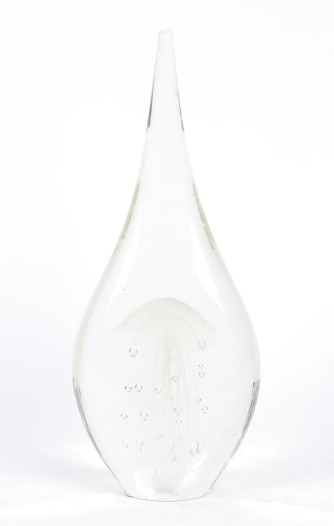 Table décor Teardrop Glass with a Jellyfish Art Inside 10.25'' H