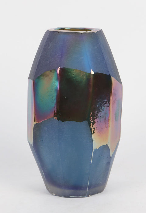 Iridescent Glass Vase Décor 4.5"L x8"H