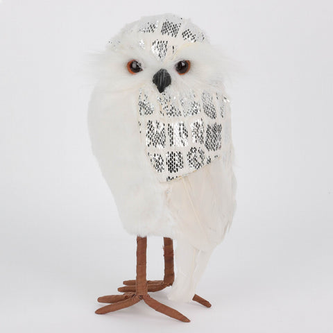 6X4.5X9.5 Inch White Owl Décor
