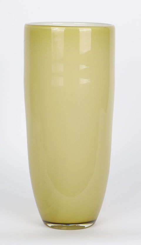 Glossy Yellow Cylinder Glass Vase décor 4.75"W x4.75"L x10.25"H