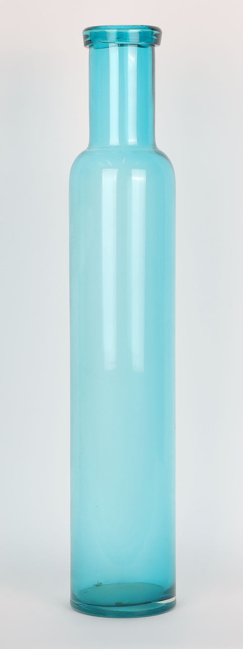 3.875X3.875X21" 
Blue Transparent Glass Decoration