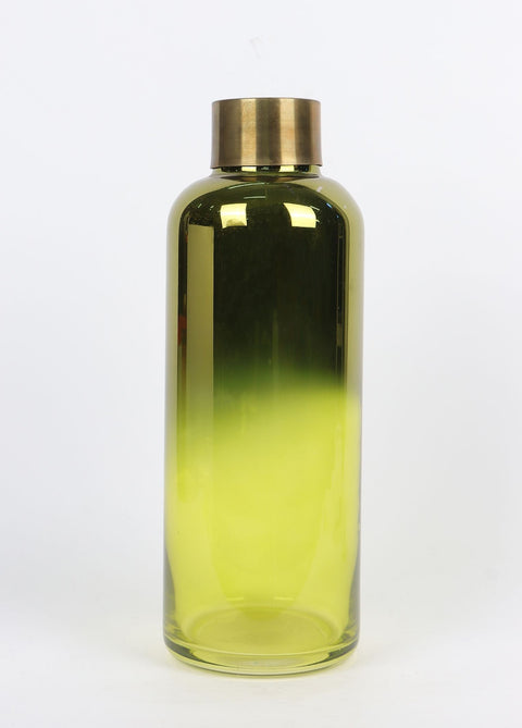 5''x14.25''  Metal glass vase green Gold