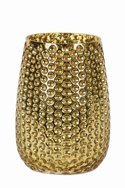 5 X 7.75"H Gold Glass Candle Holder