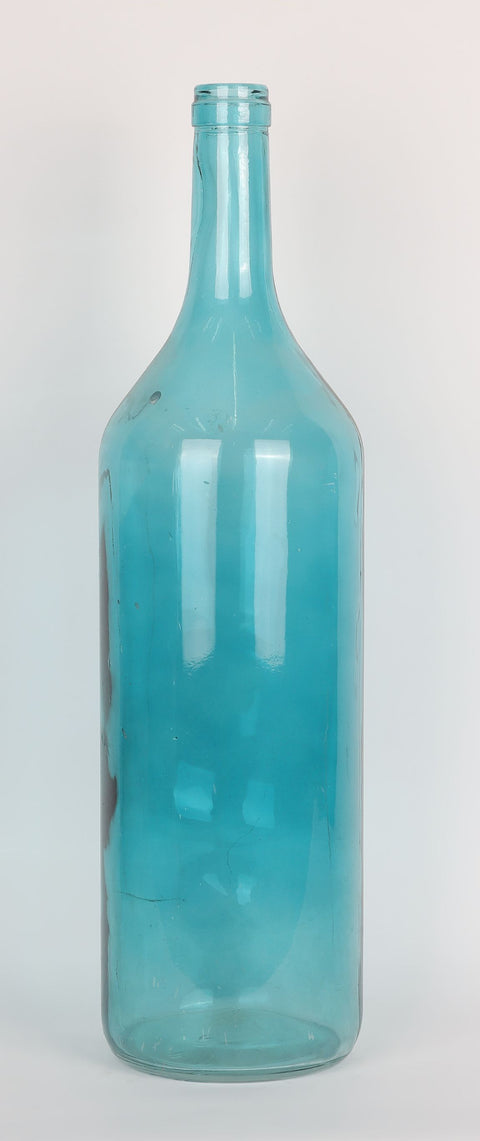 5.25X5.25X21" Dark Blue Glass Bottle Decoration