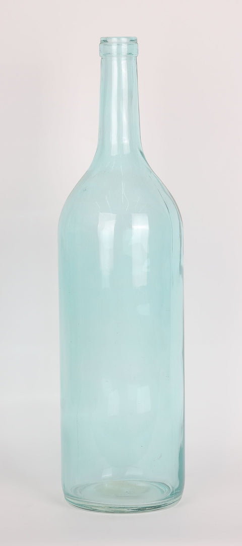 Light Blue Transparent Glass Bottle Decoration 4.5"W x4.5"L x18"H