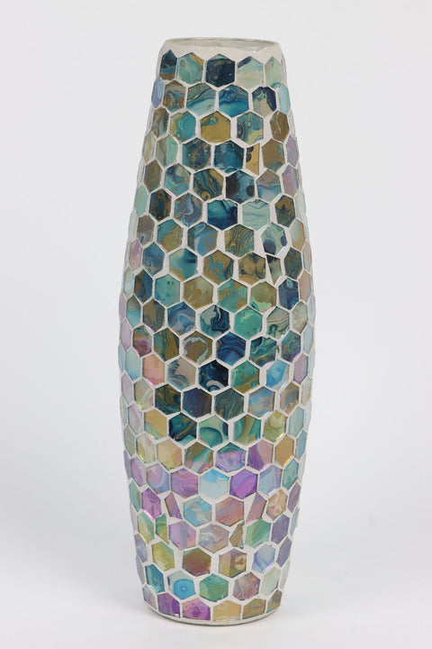 Mosaic Glass Vase décor 4"L x12"H