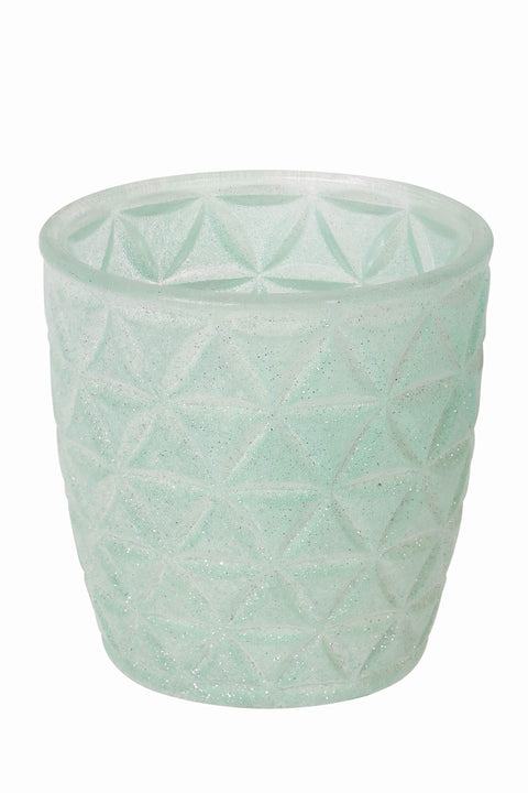 3.5 X 3.5"H Glass Green Candle Holder