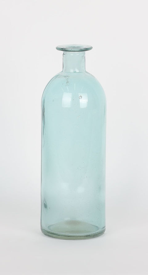 Bule Transparent Glass Bottle Decoration 2.625" W X2.625" L X7.875" H