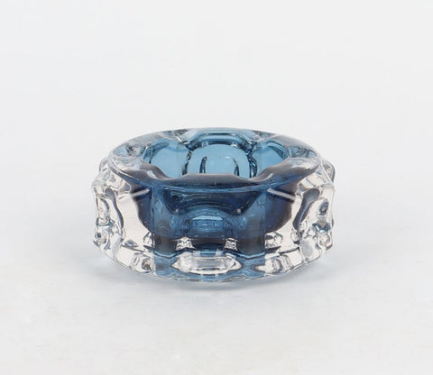 3.5''X1.25'' Clear-Blue Candle Holder