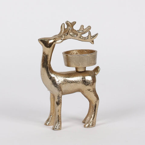 5.5In Christmas Metal Deer Tealight Holder
