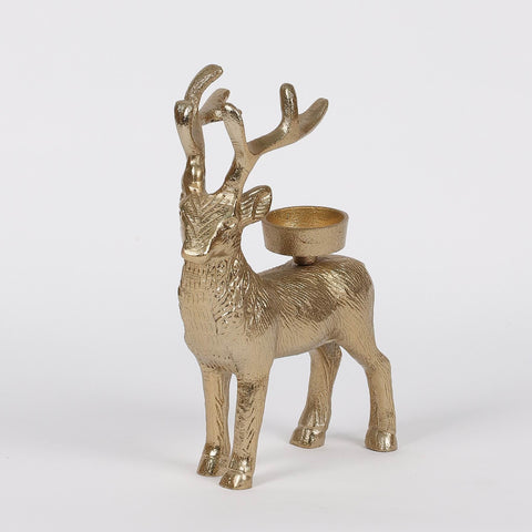 8.5In Christmas Metal Deer Tealight Holder