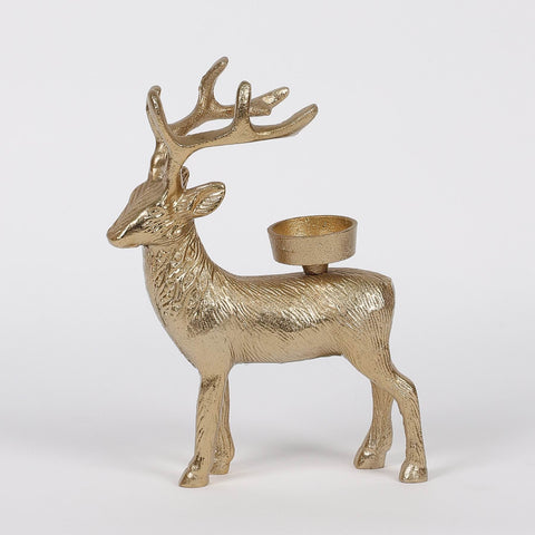 8.5In Christmas Metal Deer Tealight Holder
