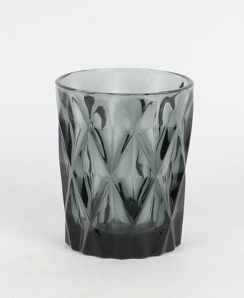 DÉCOR DE TASSE EN VERRE GRIS FONCÉ 3.25''X4''