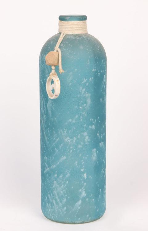 Blue-White Glass Bottle Décor 4.25"L x13"H
