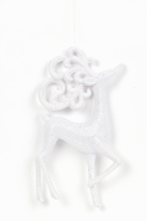 3.25 X 0.625 X 6.5"H Plastic White Deer Ornament