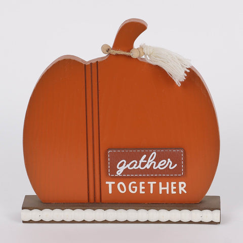 7IN FALL ORANGE PUMPKIN DÉCOR- GATHER TOGETHER