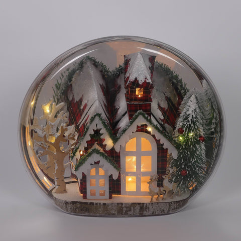 16*4*14'' Globe W/Houses Table Décor