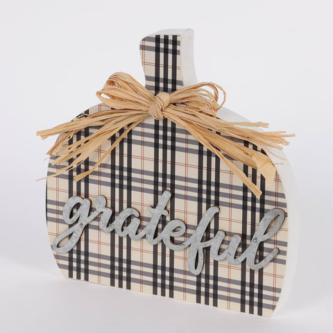 8IN GRATEFUL PUMPKIN DÉCOR