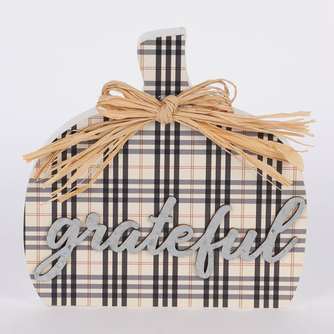 8IN GRATEFUL PUMPKIN DÉCOR