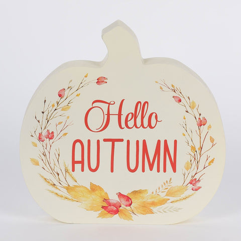 8IN HELLO AUTUMN PUMPKIN DÉCOR