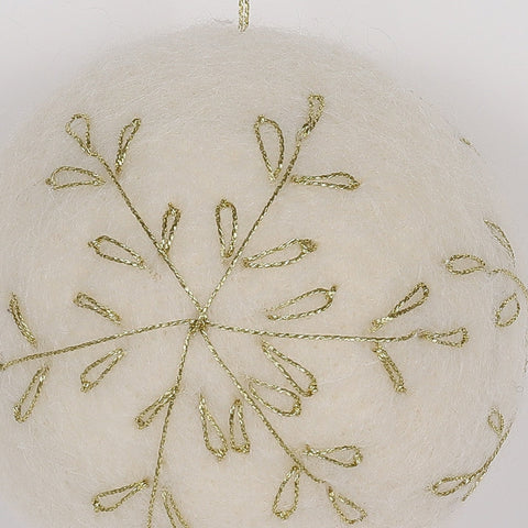 3In White W/Gold Snowflake Ornament