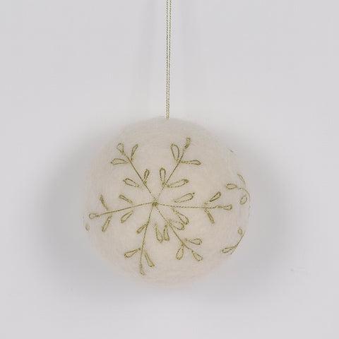 3In White W/Gold Snowflake Ornament