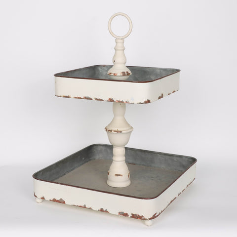 12.5*12.5*17''Metal 2-Tier Tray Décor