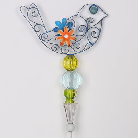 8*25''Blue Metal Bird Décor