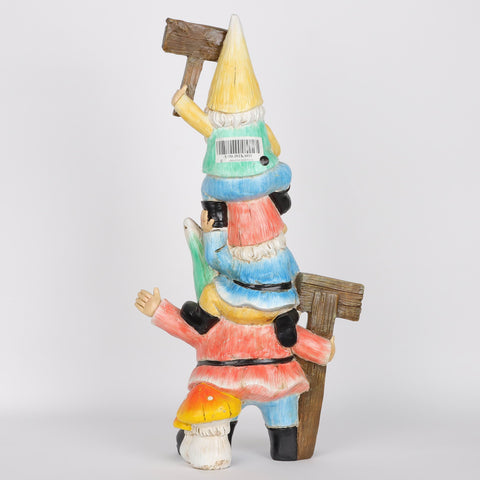 9*4.75*18''"Welcome Friends" Resin Stacked Gnomes Decor