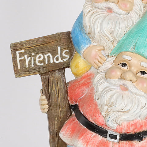 9*4.75*18''"Welcome Friends" Resin Stacked Gnomes Decor