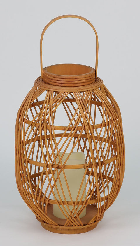 Natural Wooden Lantern w/ Flameless Candle