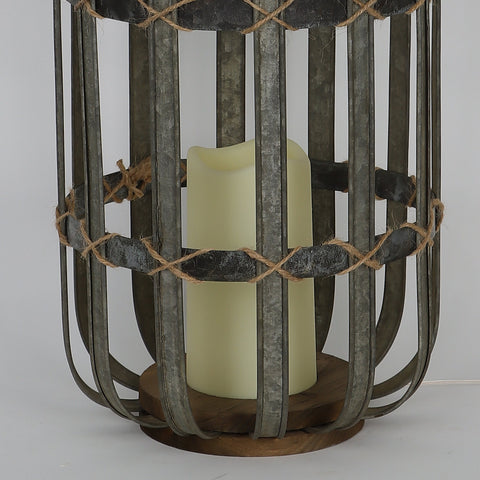 8.5*15.125‘’Hand-Made Iron Lantern With Candlestick Decor