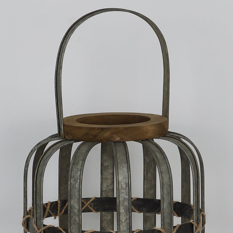 8.5*15.125‘’Hand-Made Iron Lantern With Candlestick Decor