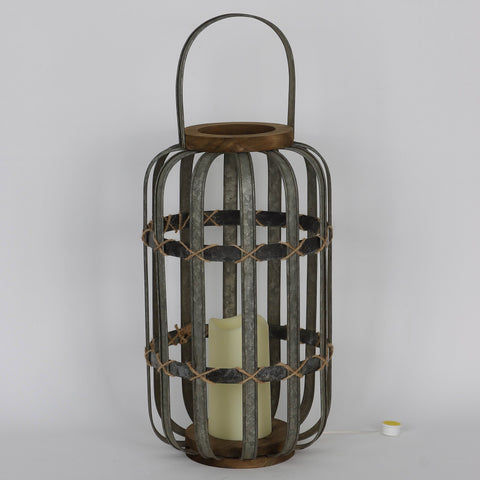8.5*15.125‘’Hand-Made Iron  Lantern With Candlestick Decor