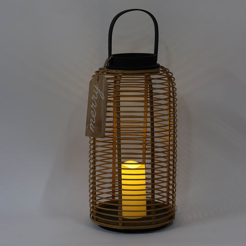 9.0*18.25‘'Hand-Made Bamboo Lantern With Candlestick Decor