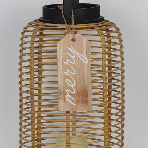 9.0*18.25‘'Hand-Made Bamboo Lantern With Candlestick Decor