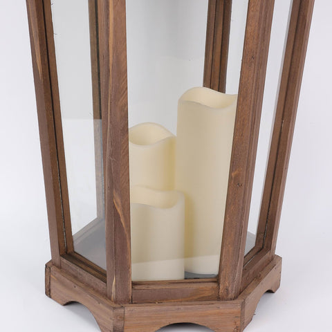 CHRISTMAS 25in MDF Lantern Decor with B/O Candles