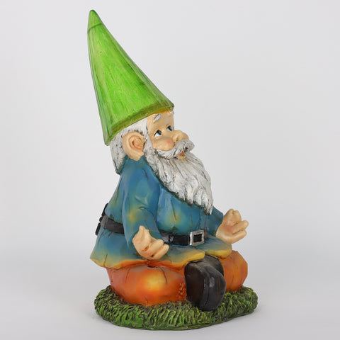 6*5.5*10.25''Sitting Gnome With Green Hat Table Décor W/Led Light